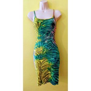 Yellow cabbage tye die animal print dres